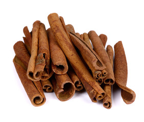 Cinnamon sticks on white background.