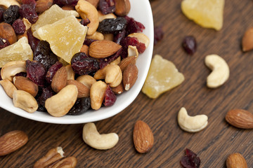 dried fruits and dried nuts on bowl