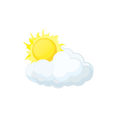 Sun and cloud icon, cartoon style