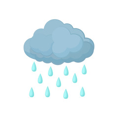 Cloud with rain drops icon, cartoon style 