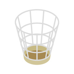 Mesh trash basket icon, isometric 3d style