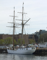 Fototapeta na wymiar Sailship on Oslo harbour, Norway