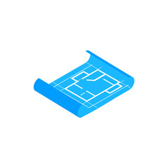 Building plan icon, isometric 3d style
