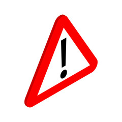 Warning sign icon, isometric 3d style