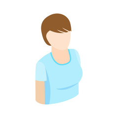 Woman with short hair icon, isometric 3d style
