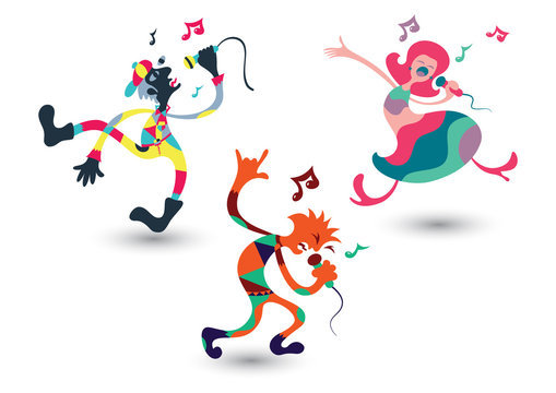 Cartoon singer doing funky dance.