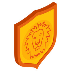 Lion shield icon, isometric 3d style 