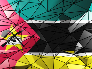 Triangle background with flag of mozambique