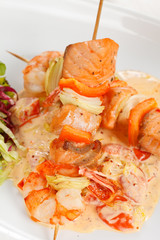 Seafood kebab