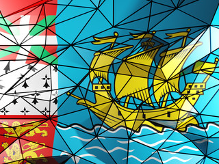 Triangle background with flag of saint pierre and miquelon