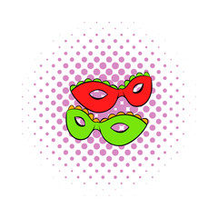 Carnival masks icon, comics style