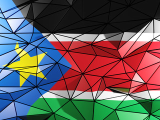 Triangle background with flag of south sudan