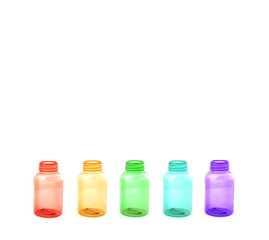 Colored plastic bottles isolated