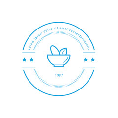 Mortar and pestle Label Design  blue color
