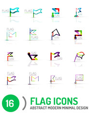 Flag icon logo set, linear design