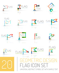 Flag icon logo set, linear design
