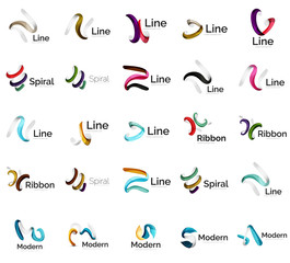 Set of abstract ribbon logo icons