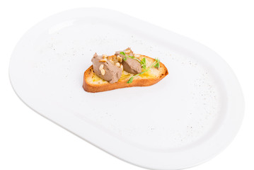 Delicious bruschetta with chicken liver pate.