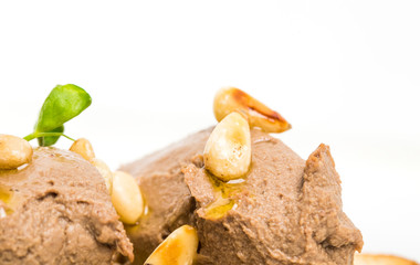 Delicious bruschetta with chicken liver pate.