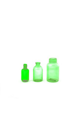 Colored plastic bottles isolated