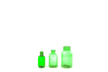Colored plastic bottles isolated