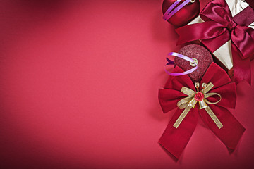 Set of Christmas balls bow present box holidays concept