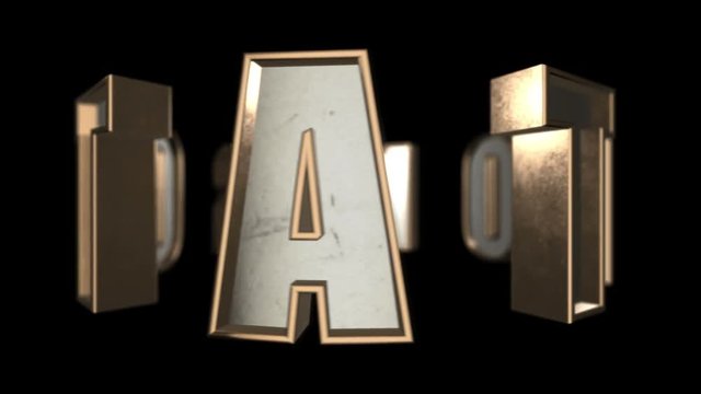 Seamless looping 3d animation of the word ROTATION including luma matte