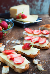 Strawberries Cheese Sandwiches Healthy Breakfast