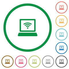 Wireless computer network outlined flat icons