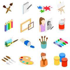 Art icons set, isometric 3d style