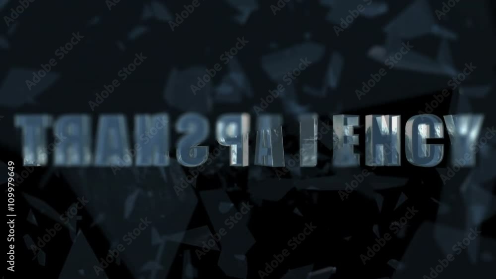 Poster seamless looping 3d animation of the word transparency including luma matte