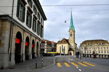 Switzerland Landscape : Fraumunster church of Zurich