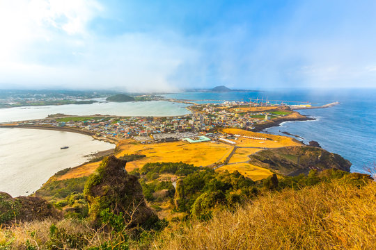 View from Seongsan Ilchulbong moutain in Jeju Island, South Kore