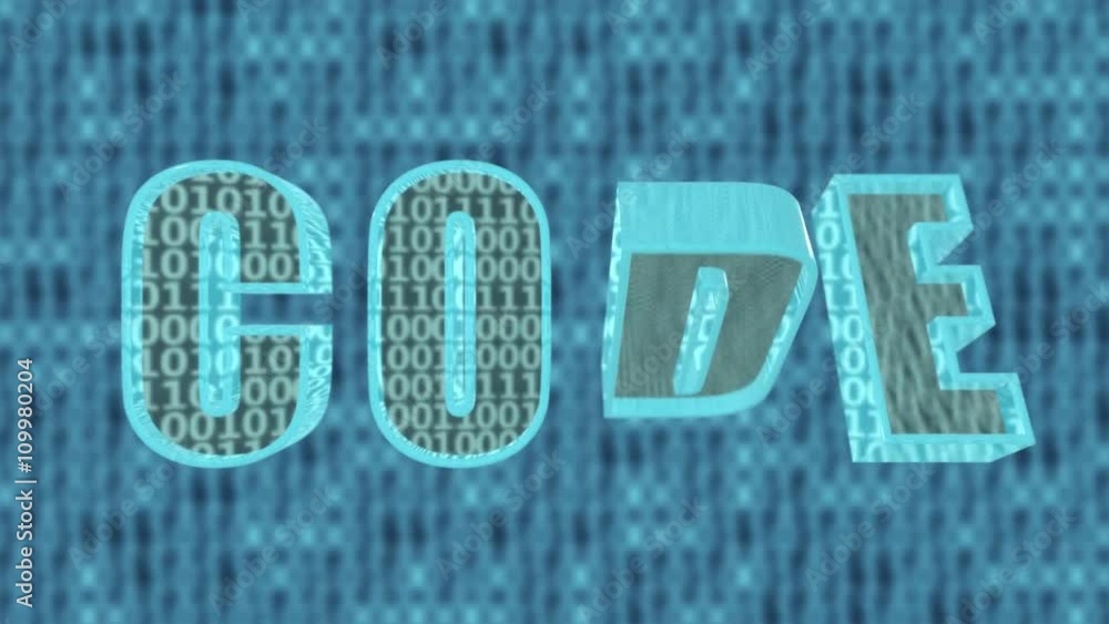 Aufkleber seamless looping 3d animation of the word code including luma matte