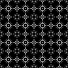 Elegant antique silver and black background 343_round cross flower
