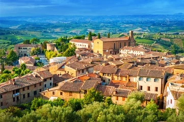 Fotobehang De middeleeuwse stad San Gimignano, Toscanië Italië. © waku