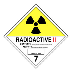 Gefahrgutkennzeichen nach ADR Klasse 7B Radioaktiv II