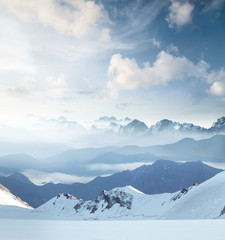 High mountain in morning time. Beautiful natural landscape..