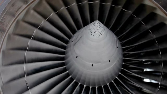 Aircraft building. Element of the turbine of passenger plane.