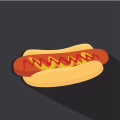 Vector Hot-Dog illustration. Flat Vector. Icon