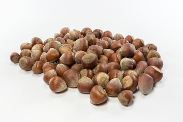 shelled nuts on white background