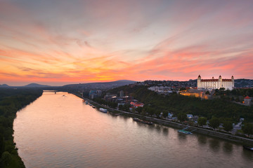 Fototapeta premium View of Bratislava castle and river Danube, Slovakia