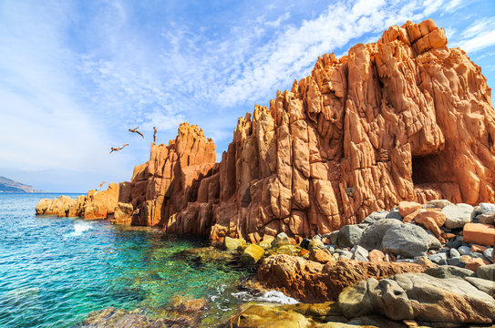 Famous Rocca Rossa (Red Rock) in Arbatax, Sardinia