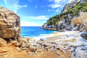 Fototapeta na wymiar A view of Cala Goloritze beach, Sardegna