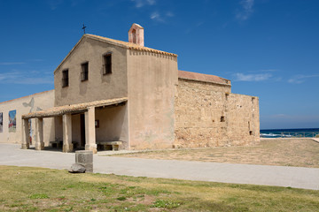Sardinia Religious Landmarks/Facade of Saint Efisio's little church in Nora