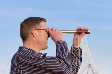 Hafenarbeiter mit Copy space