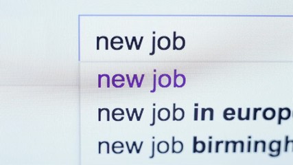A request for a new job being typed into the search line by employee