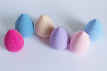 Beauty blenders on a white background. Closeup shot