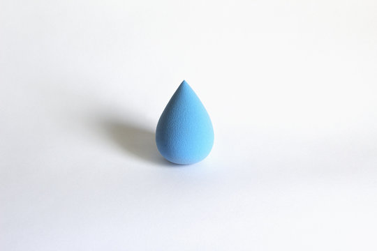 Blue Beauty Blender On A White Background Closeup