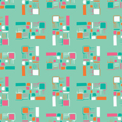 Seamless decorative vector background with abstract shapes. Print. Cloth design, wallpaper.